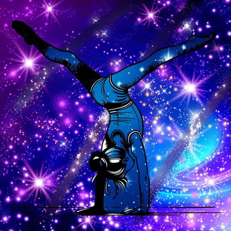 realistic gymnastic hand stand girl in four splits