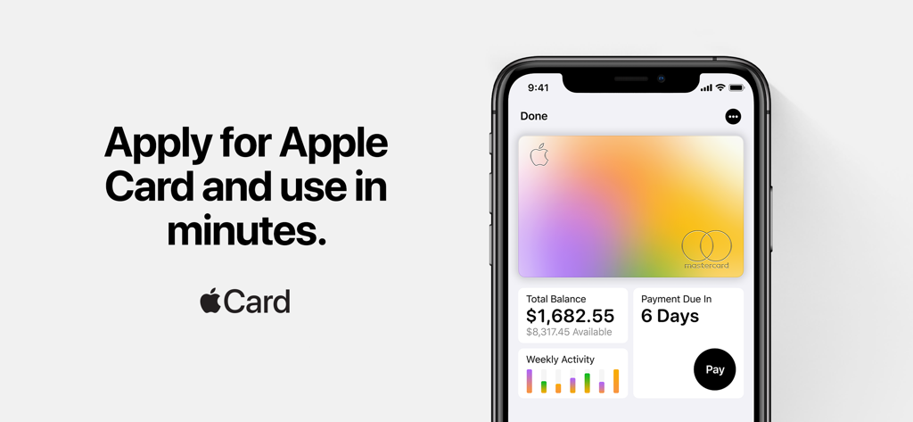 Apple Wallet - Apple Cardの残高と支払い詳細が表示されたiPhone上のApple ウォレットアプリのインターフェース