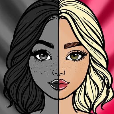 realistic girl split half