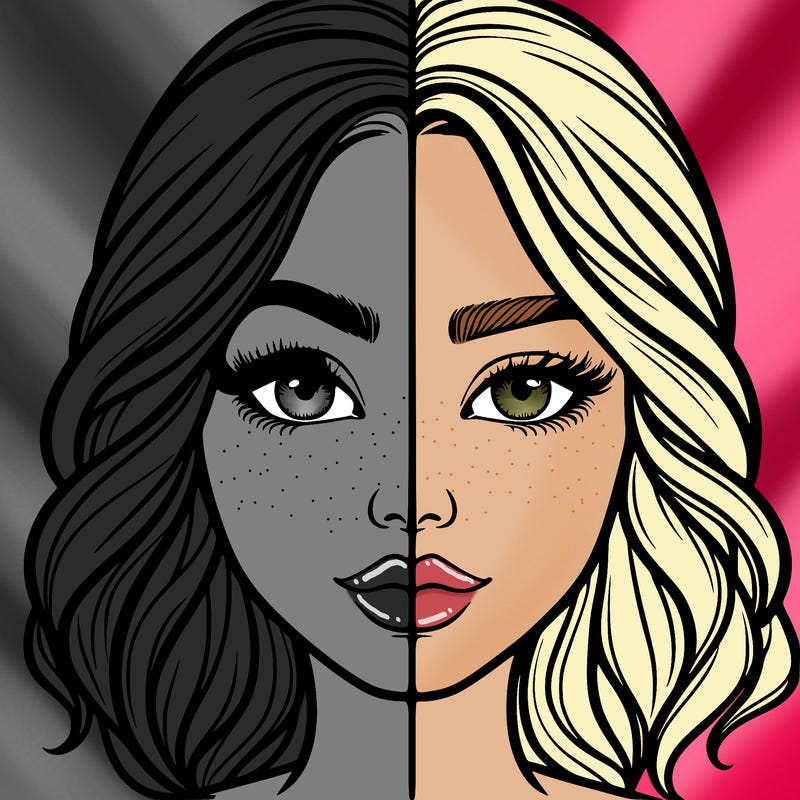 realistic girl split half