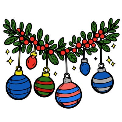 christmas garland with big bulbs