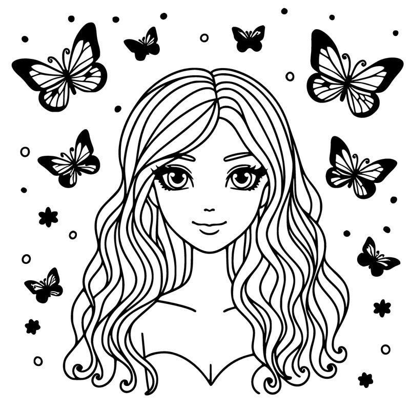 woman with butterfly hair