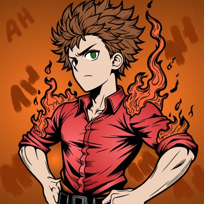 realistic manga man of fire