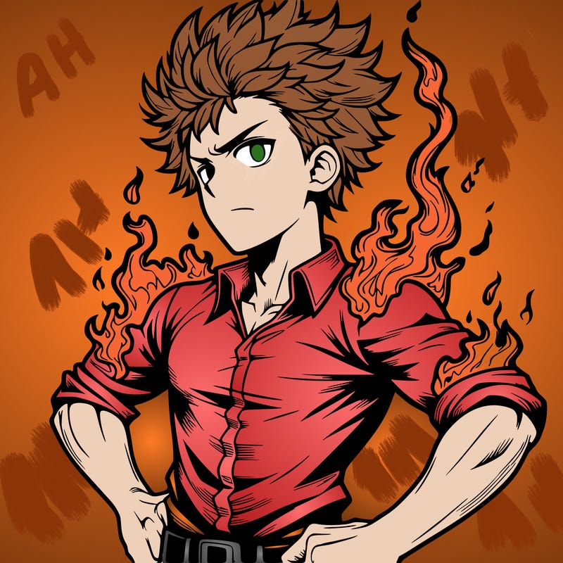 realistic manga man of fire