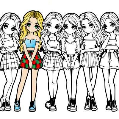 a group of girls realistic