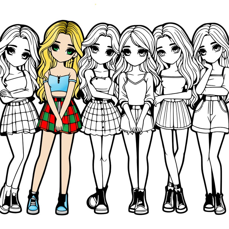 a group of girls realistic