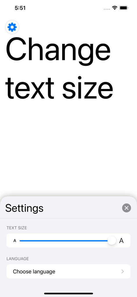 Wushi: Live Transcribe Voice - Wushi app settings screen with a slider to change text size for better accessibility