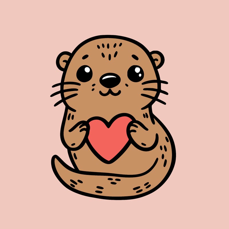 otter with a heart