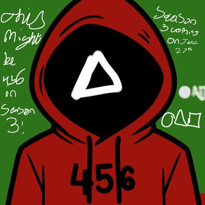 a person with non face waering a hoodie with a 456 symbol
