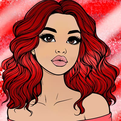 realistic girl with wavy hair and lips
