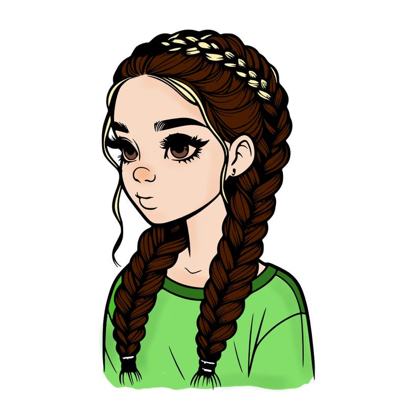 realistic girl with braids