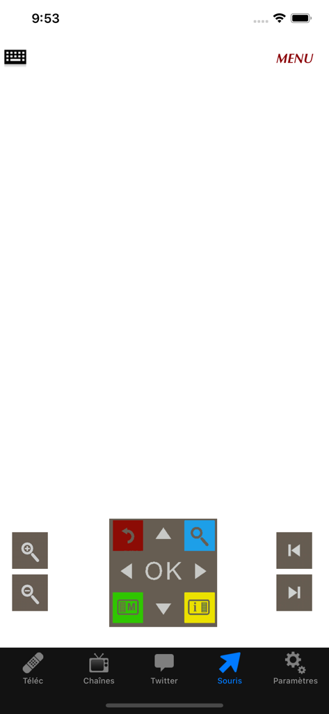 Trackpad and navigation controls in the FreeTéléc remote app mouse mode