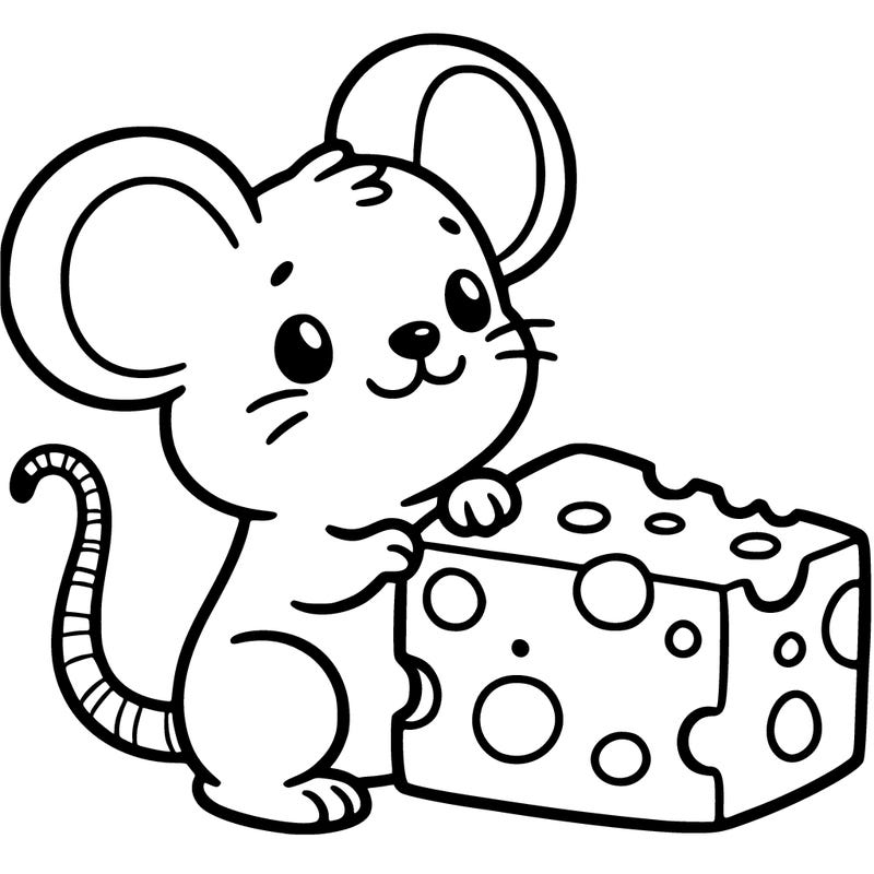 cute mouse with a block of cheese