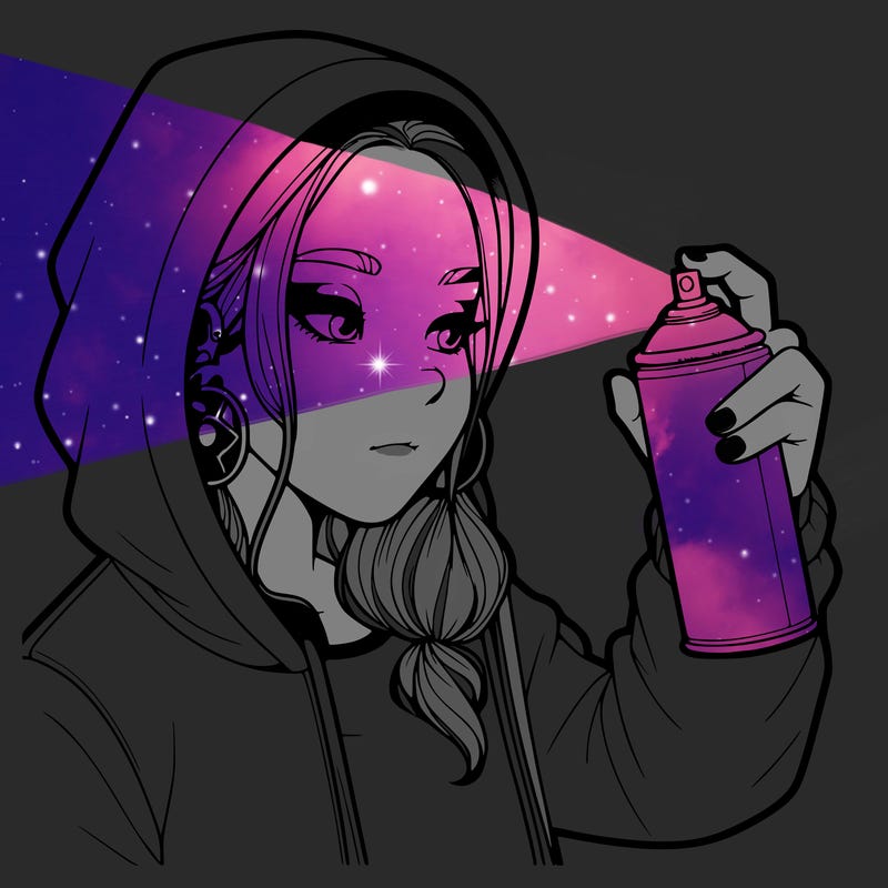 a realistic girl, spray painting