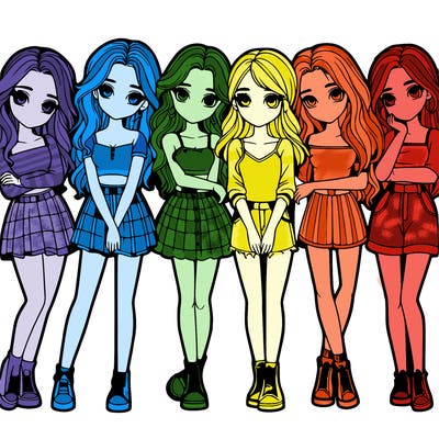 a group of girls realistic