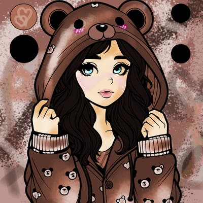 realistic girl in a animal pjs hoodie