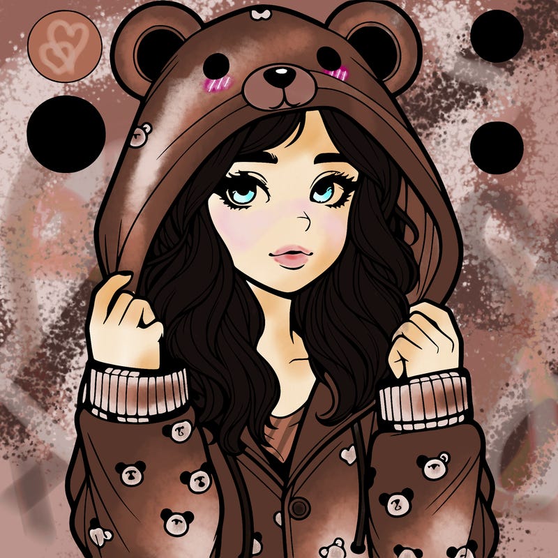 realistic girl in a animal pjs hoodie