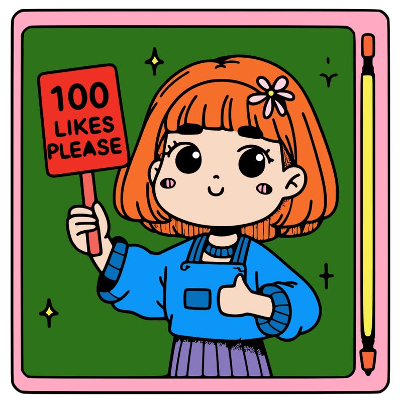 girl holding a sign saying 100 likes please