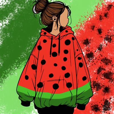 realistic girl with a oversized sweatshirt on and a bun