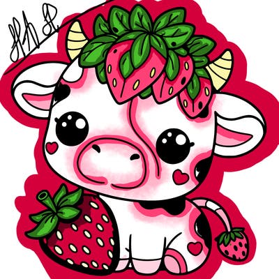 cute strawberry cow