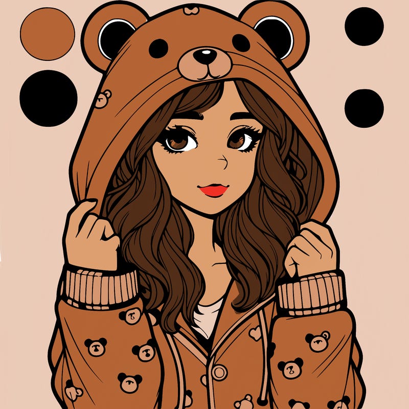 realistic girl in a animal pjs hoodie