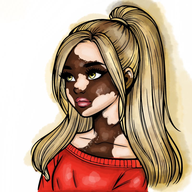 realistic girl with a high ponytail