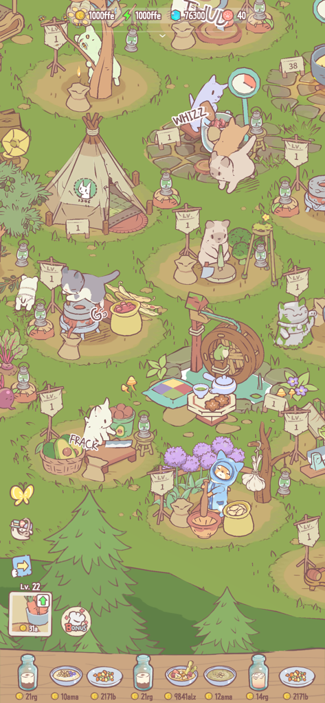 Cats & Soup - Chats adorables préparant de la nourriture dans différentes stations dans une forêt de conte de fées