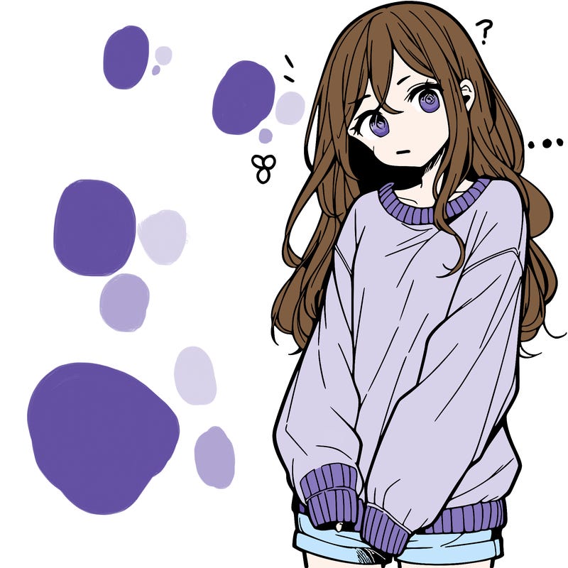 manga teen girl  in a sweater and baggy pants