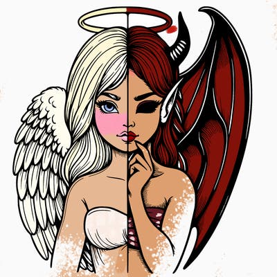 realistic angel half demon