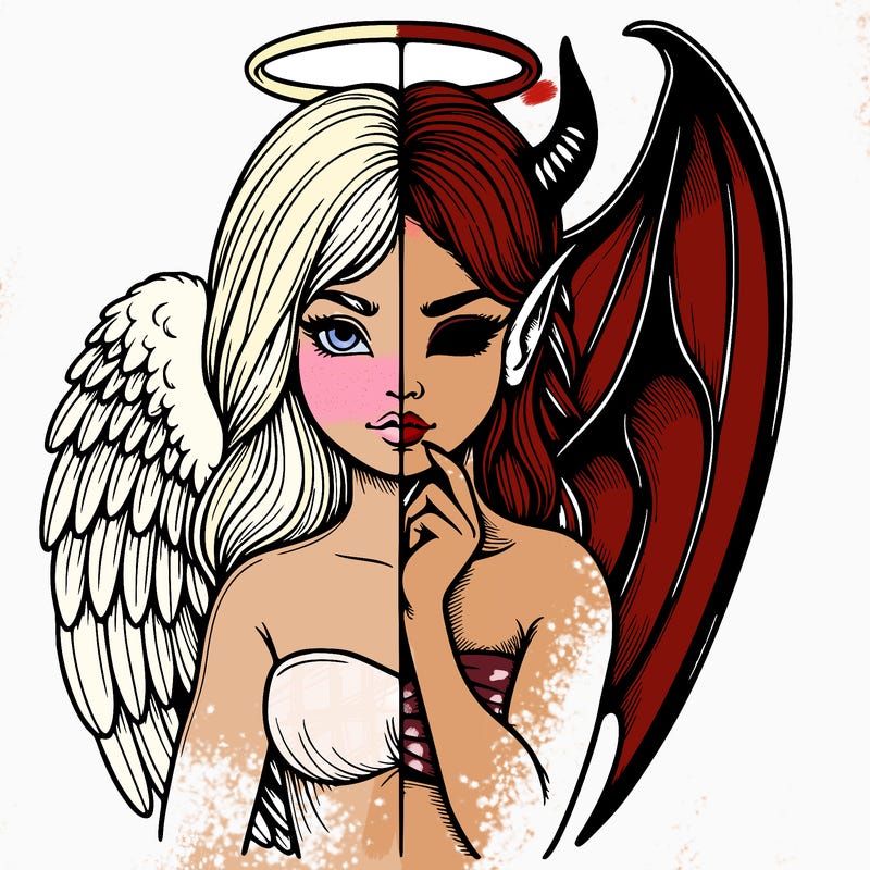 realistic angel half demon