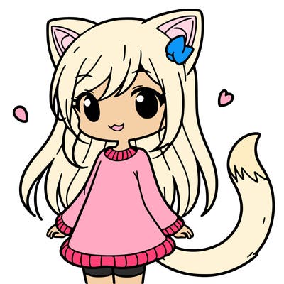 girl with cat ears and tail