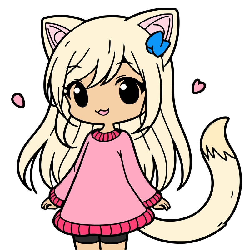 girl with cat ears and tail