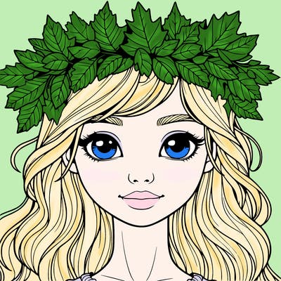 realistic girl with fall leaf crown