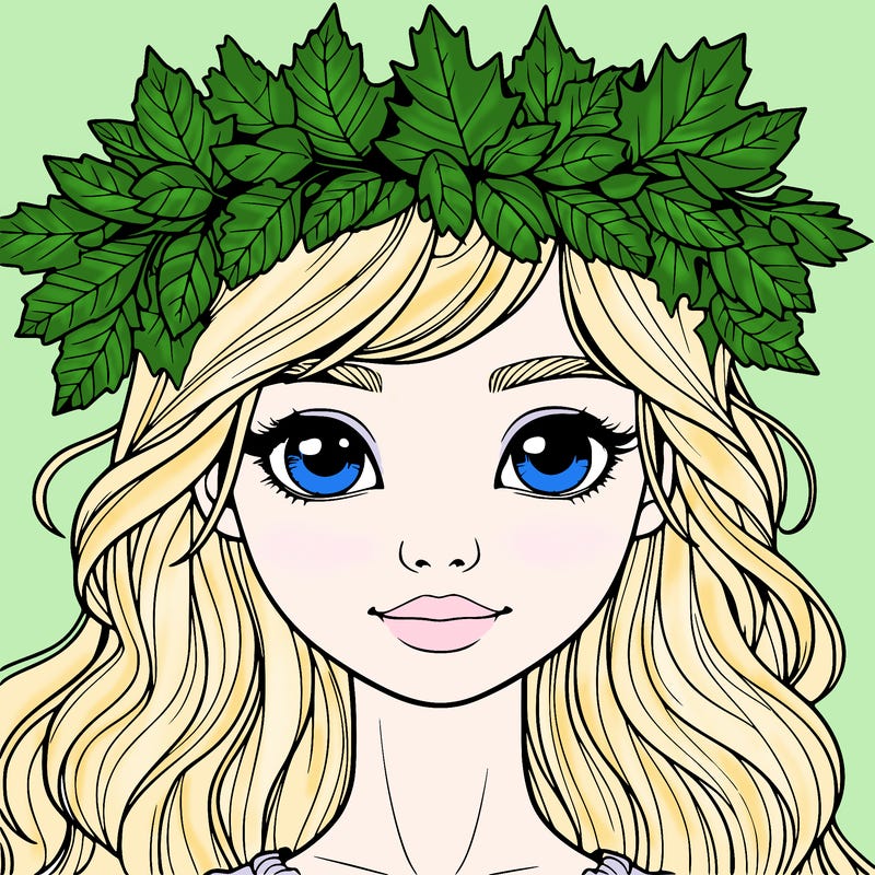 realistic girl with fall leaf crown