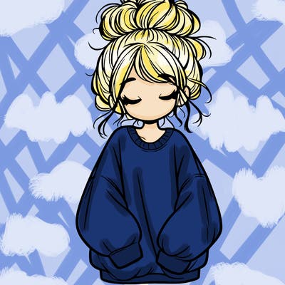 girl with baggy sweatshirt and messy bun