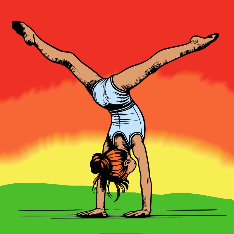 realistic gymnastic hand stand girl in four splits