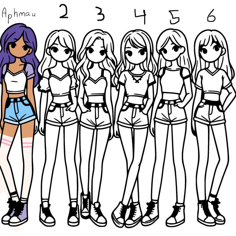 a group of girls wearing crop tops and shorts