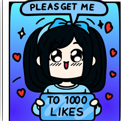 a girl saying please get me to 100 likes