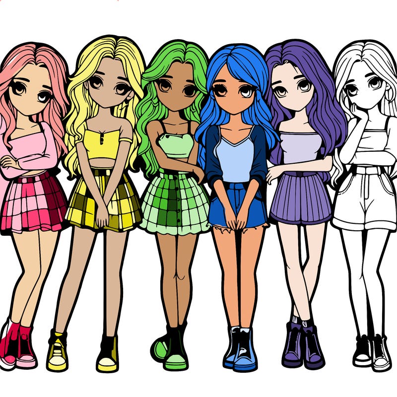 a group of girls realistic