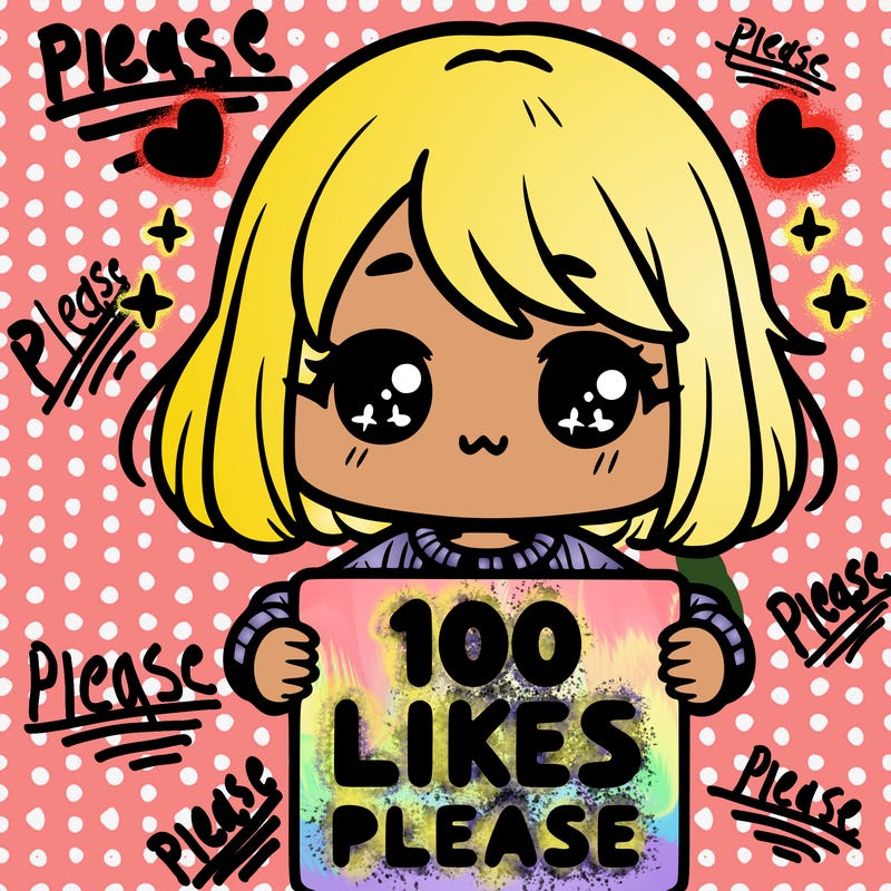cute girl holding a sign saying 100 likes please