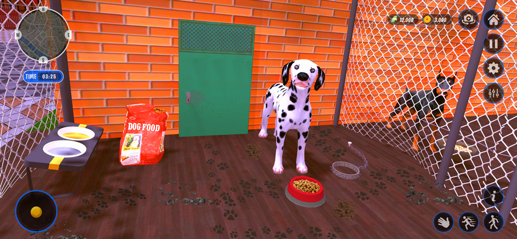 Animal Shelter Pet Dog Rescue - Un cane Dalmata all'interno di un kennel nel simulatore Animal Shelter Pet Dog Rescue