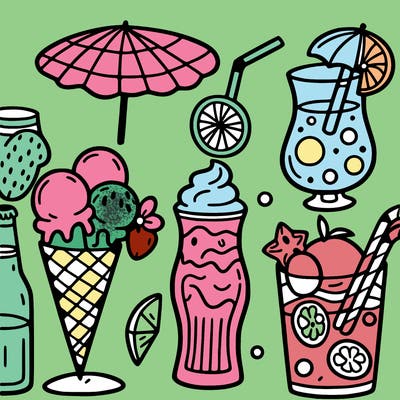 ice cream and summer drinks