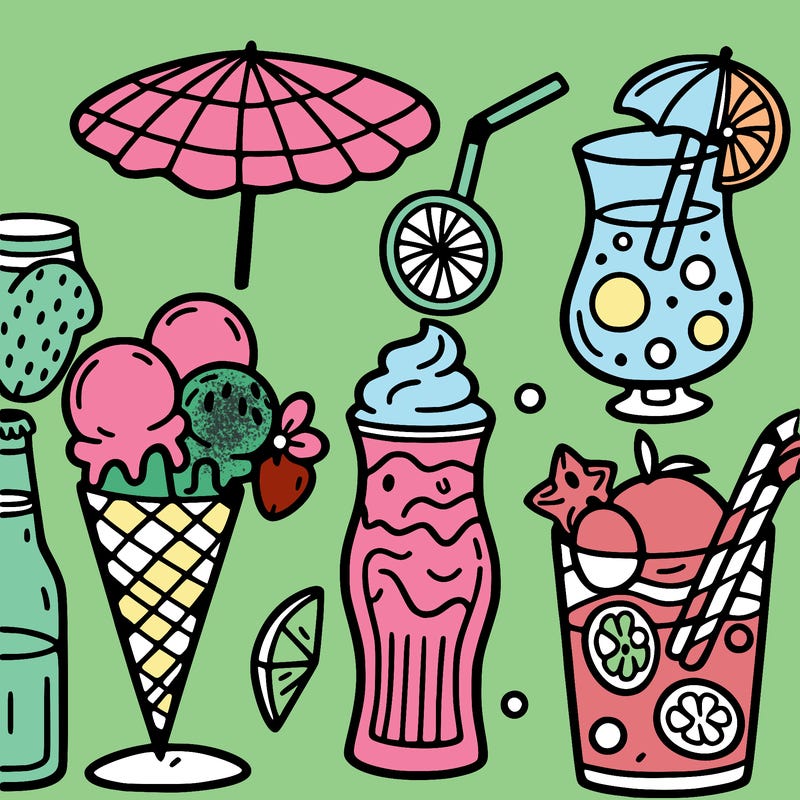 ice cream and summer drinks