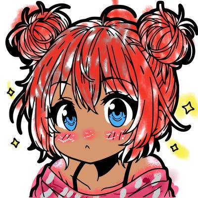 a manga girl with messy small buns