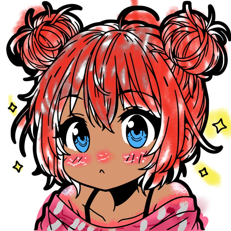 a manga girl with messy small buns