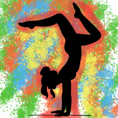 a woman doing a handstand