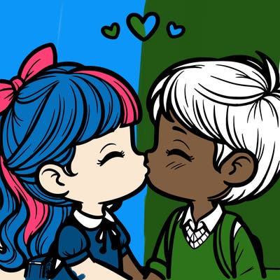 boy and girl kissing