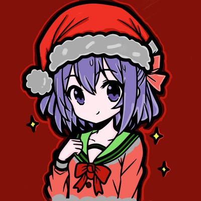 anime girl wearing a santa hat
