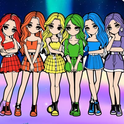 a group of girls realistic