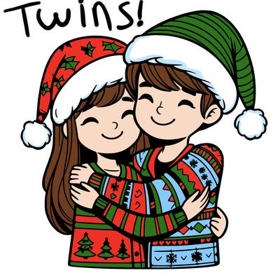 boy and girl hugging in christmas pajamas teens